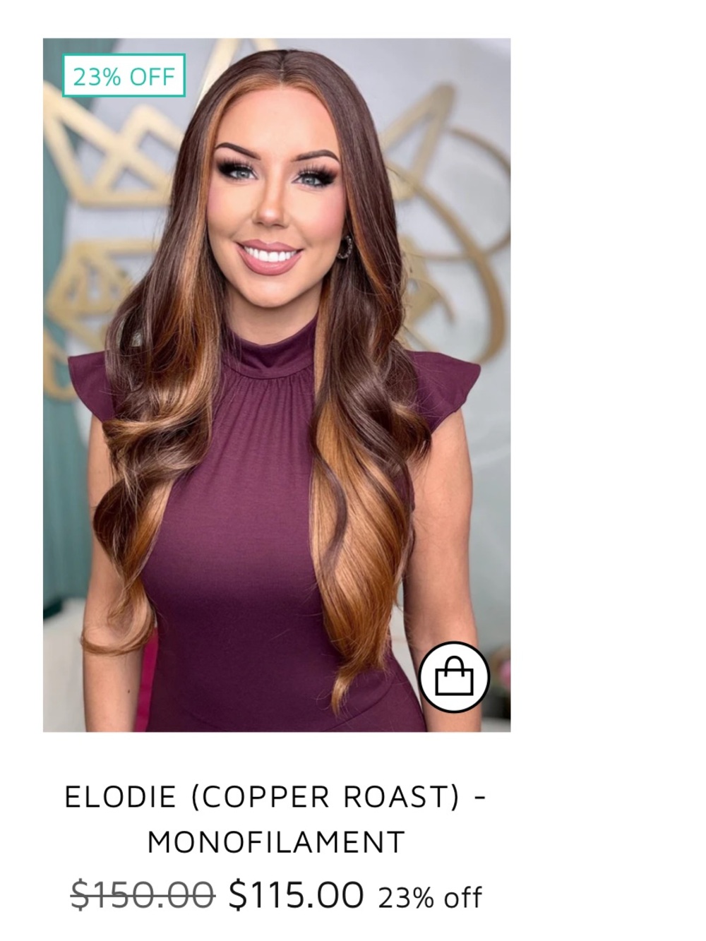 Elodie Monofilament Wig in Copper Roast